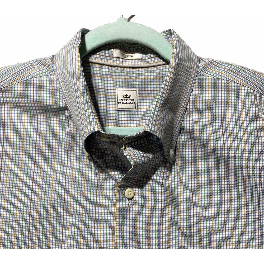 Peter Millar Mens XL Multicolor Plaid Shirt Crown Colorful Preppy Country Club
